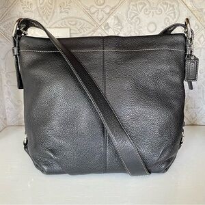 COACH- Soho Pebbled Leather Convertible Hobo and Crossbody Bag- Black